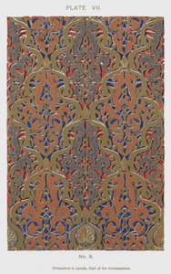 Ornamenter i paneler, Hall of the Ambassadors (farge litho) av Spanish School