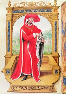 Filip den gode (1396-1467) hertug av Burgund, grunnlegger av Ordenen av det gylne skinn, fra Statuts de la Toison dOr av Spanish School