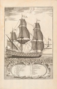 Plate 3 fra The Art of the Naval Armies av Paul Hoste, Leon, 1727 av Spanish School