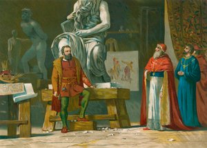 Pave Julius II besøker verkstedet til Michelangelo av Spanish School