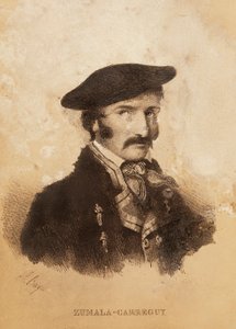 Portrett av Tomas ZumalaCarregui (1788-1835), karakter fra den spanske kampanjen eller uavhengighetskrigen og den første karlistekrigen (gravering) av Spanish School