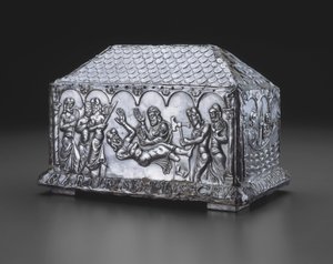 Relikvieskrin av de hellige Adrian og Natalia, ca. 1150 (sølv og eikekjerne) av Spanish School