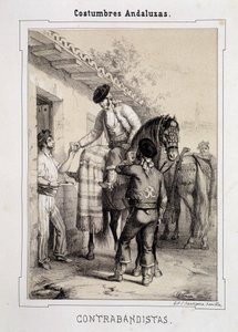Smuglere, "" Andalusian Costumes"" av D Antonio Chaman av Spanish School