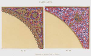 Spandrils of Arches, Hall of Justice (farge litho) av Spanish School