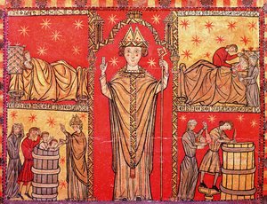 St. Nicholas av Bari (tempera på panel) av Spanish School