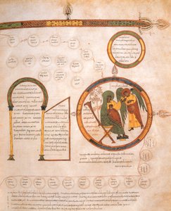 Bebudelsen til Maria og Jesu genealogi, fra den visigotisk-mosarabiske bibelen til St. Isidores, fol.10r., 960 e.Kr. (tempera på vellum)