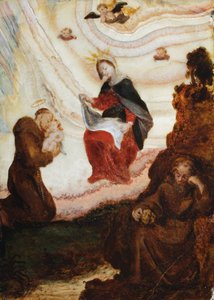 Madonna og barnet viser seg for Frans av den hellige Frans (olje) av Spanish School