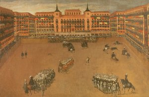 Hovedtorget i Madrid under festivalen til den store oksen av Spanish School