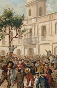 Opprør mot president Juarez Celman fra Argentina, Buenos Aires, 1890 av Spanish School