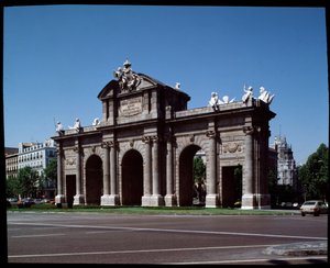 Utsikt over Alcala-porten (1778) av Spanish School