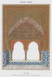 Vinduer i alkoven, Hall of The Two Sisters (farge litho) av Spanish School