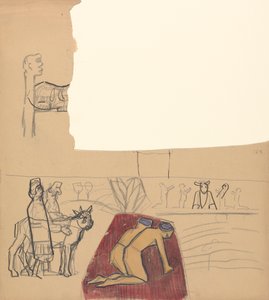 Cave of the Golden Calf: Design for et dekorativt panel, tilbedere og kalv av Spencer Frederick Gore