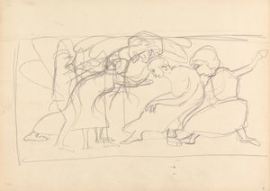 Cave of the Golden Calf: Studie for dekorativt panel, tilbedere av Spencer Frederick Gore