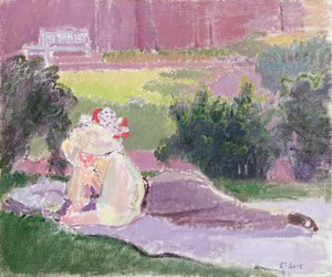 Kunstnerens kone i Garden of Rowlandson House av Spencer Frederick Gore