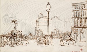 Gatescene-Piccadilly Circus, ca. 1900-tallet av Spencer Gore