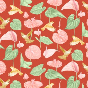 Anthurium-mønster, 2021 (grafittblyant og digital)