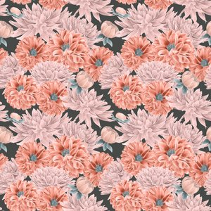 Dahlia hero pattern colorway 1, 2020 (grafittblyant og digital) av Stacy Hsu