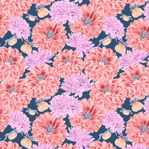 Dahlia hero pattern colorway 2, 2020 (grafittblyant og digital) av Stacy Hsu