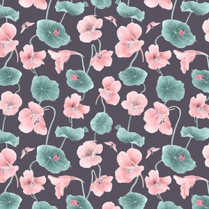Nasturtium hero pattern colorway 1, 2020 (grafittblyant og digital) av Stacy Hsu