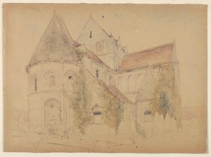 Skisse av St. Nicholas-kirken, Caen, Frankrike av Stanford White
