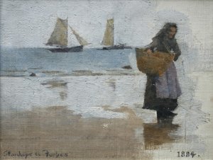 Fisherwoman på en strand av Stanhope Alexander Forbes
