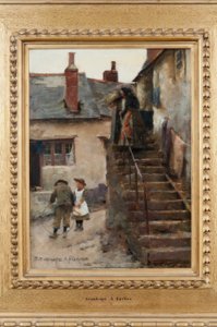 BARN I EN NEWLYN STREET av Stanhope Forbes