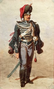 Studie av uniformer, Tegning av Stanislao Grimaldi del Poggetto