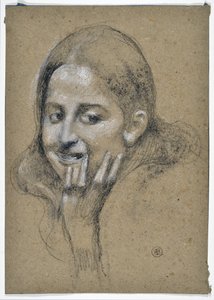 Studie av en smilende jente (tegning)
