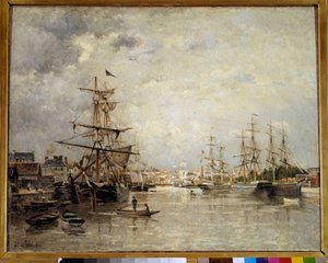 Port of Caen-maleri av Stanislas Lepine (1835-1892) 1859 Søn. 0,72x0,91 m Paris, Orsay-museet