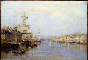 Utsikt over havnen i Rouen Maleri av Stanislas Lepine (1835-1892) Reims fra 1800-tallet, Musee des Beaux Arts