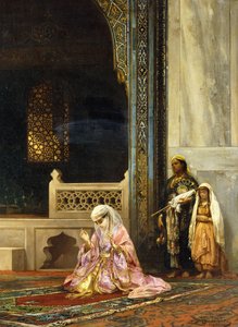 En tyrkisk dame som ber i den grønne moskeen, Bursa, 1878 av Stanislaus von Chlebowski