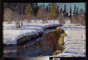 Vinter. Maleri av Stanislav Yulianovich Zhukovsky (Zhukovsky) (1873-1944), olje på lerret av Stanislav Joulianovitch Joukovski