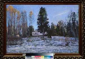 En gammel landeiendom. Maleri av Stanislav Yulianovich Zhukovsky (Zhukovsky) (1873-1944), olje på lerret