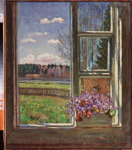 Fioler foran vinduet. Maleri av Stanislav Yulianovich Zhukovsky (Zhukovsky) (1873-1944), olje på lerret 1931. Russisk kunst, 20. århundre, moderne kunst. Statens kunstmuseum, Dnepropetrovsk (Ukraina).
