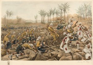 Cameron Highlanders tar en stockade, Atbara, 8. april 1898 (fotolitografi) av Stanley Berkeley