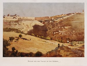 Akvarell av Stanley Inchbold, som viser Kidron-dalen, i Jerusalem, Palestina 1906