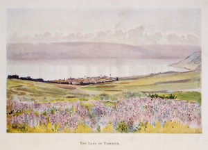 Akvarell av Stanley Inchbold, som viser Genesaretsjøen i Palestina 1906