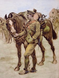 'Sharing Rations' - publisert i 'The War Illustrated', 23. desember 1916 (litho i farger) av Stanley L. (after) Wood