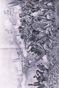 Chilianwala, 13. januar 1849: Goddys Brigade gjør et galant standpunkt når den er omringet av sikher, illustrasjon fra British Battles on Land and Sea, 1915 av Stanley L. Wood
