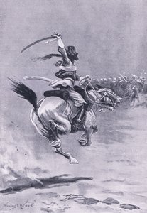 Delhi: Beleiringen ble stadig angrepet, juli 1857, illustrasjon fra britiske slag på land og hav, 1915 av Stanley L. Wood