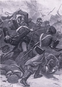 Inkerman: The 55th (2nd Border) Regiment charging the Russians, illustrasjon fra British Battles on Land and Sea, 1915 av Stanley L. Wood
