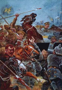 Anklagen til 9. Lancers under retretten fra Mons av Stanley L. Wood