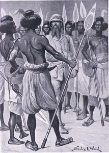 Typen kriger Burton møtte i Somaliland, illustrasjon fra Cassells Romance of Famous Lives, ca. 1940 av Stanley L. Wood