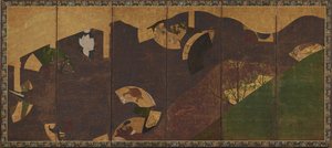 Eføyranker, broer og flytende vifter, Momoyama- eller Edo-perioden, tidlig på 1600-tallet.