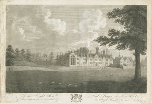 Blithfield Hall: gravering, og [1700-tallet] av Stebbing Shaw