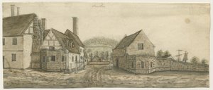 Burton-upon-Trent Abbey: akvarellmaleri, og [c 1795] av Stebbing Shaw