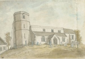 Dilhorne kirke: vannfargemaleri, nd [1762-1802] (maleri) av Stebbing Shaw