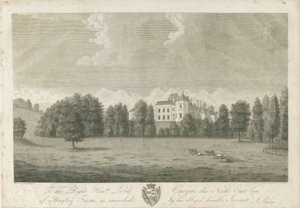 Hagley Hall: gravering av Stebbing Shaw