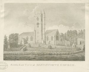 Handsworth Church: gravering av Stebbing Shaw