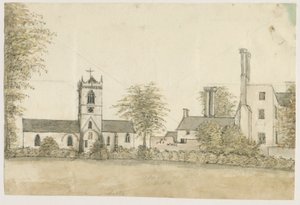 Lapley Church: vannfargemaleri, nd [1762-1802] av Stebbing Shaw